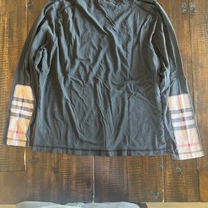 Burberry Long Sleeve T-Shirt – White w/ Nova Check Forearms